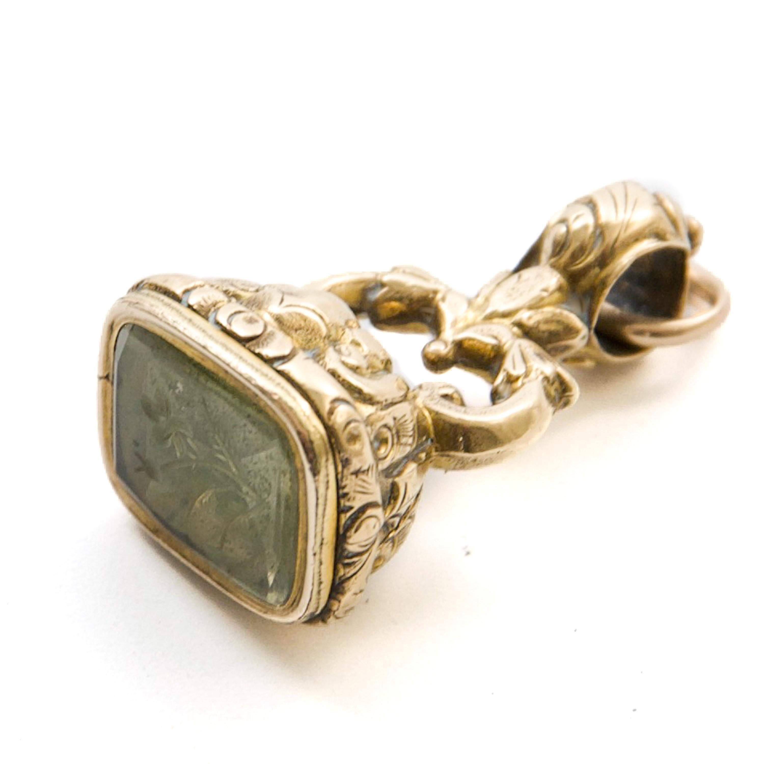 Antique Georgian Citrine Forget-Me-Not Flower Wax Seal Fob Pendant 2