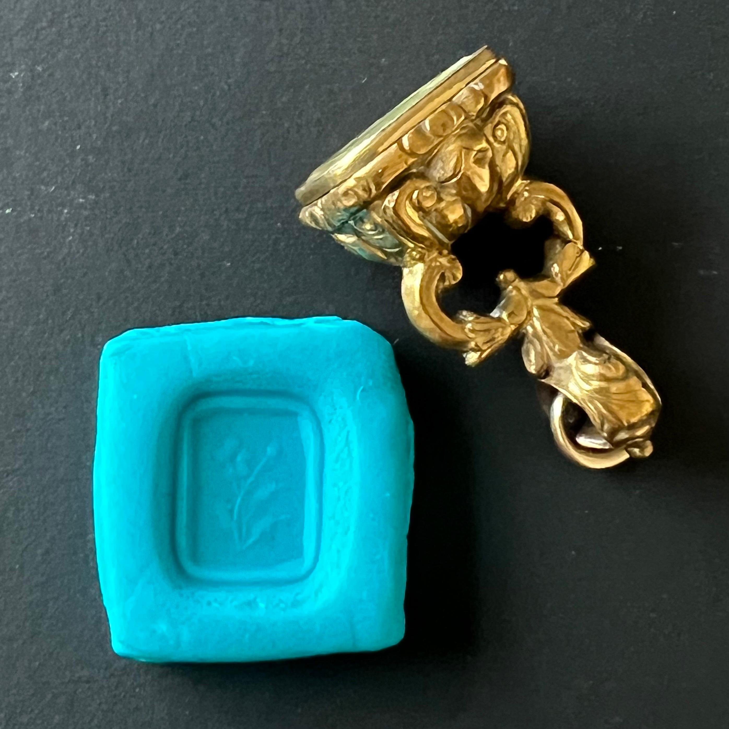 Antique Georgian Citrine Forget-Me-Not Flower Wax Seal Fob Pendant 3
