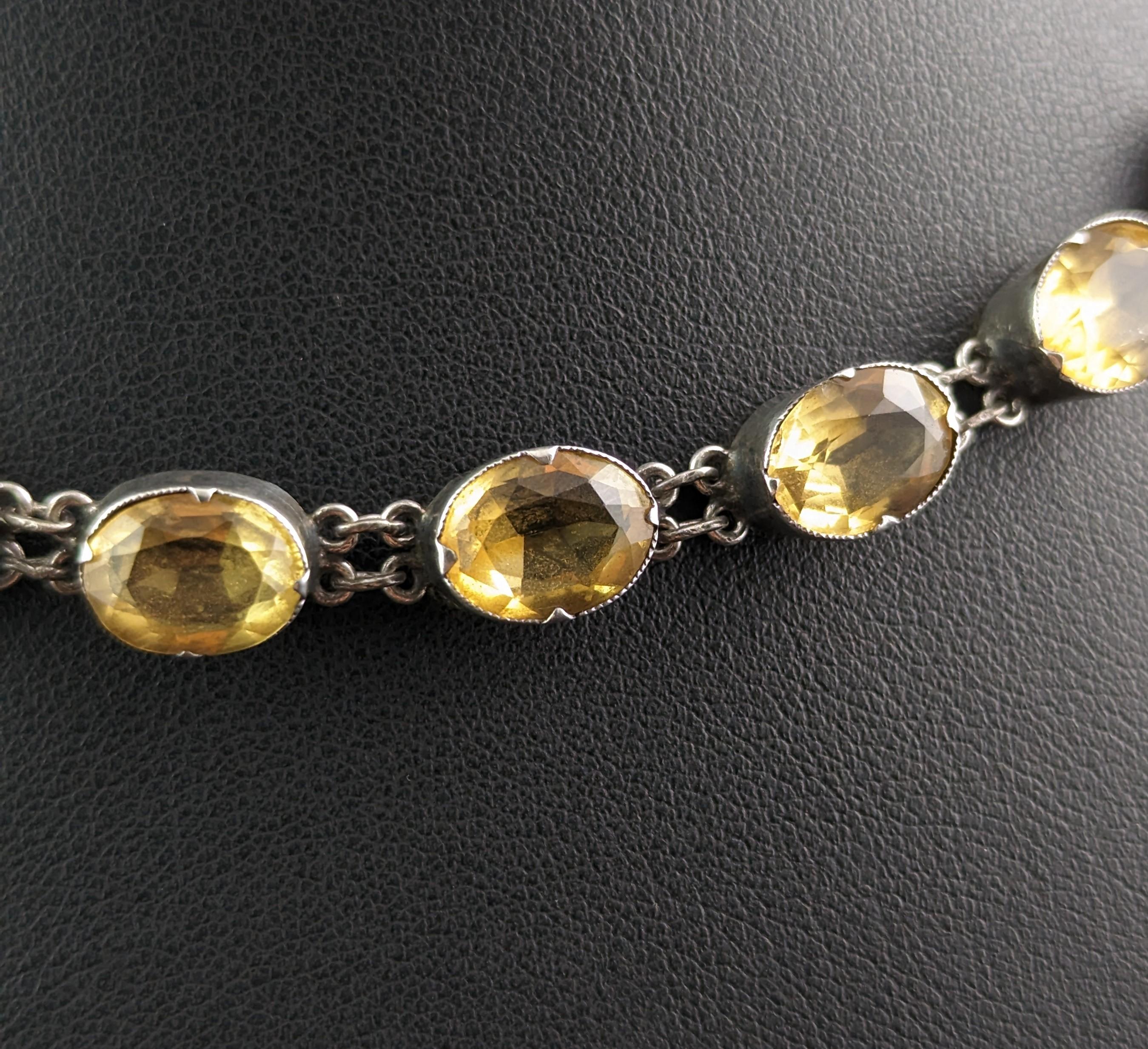 Antique Georgian Citrine Riviere Necklace, Sterling Silver 6