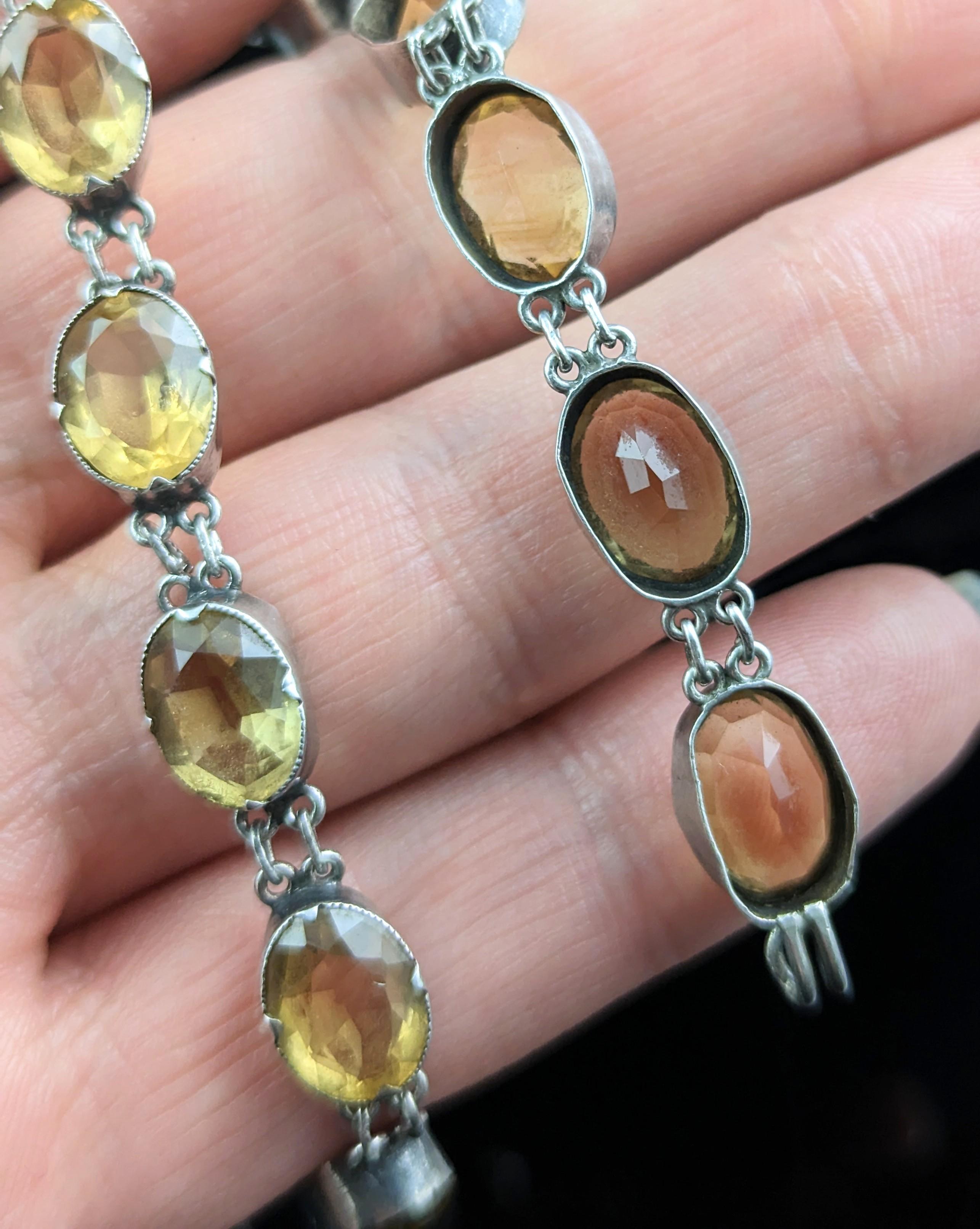 Antique Georgian Citrine Riviere Necklace, Sterling Silver 9