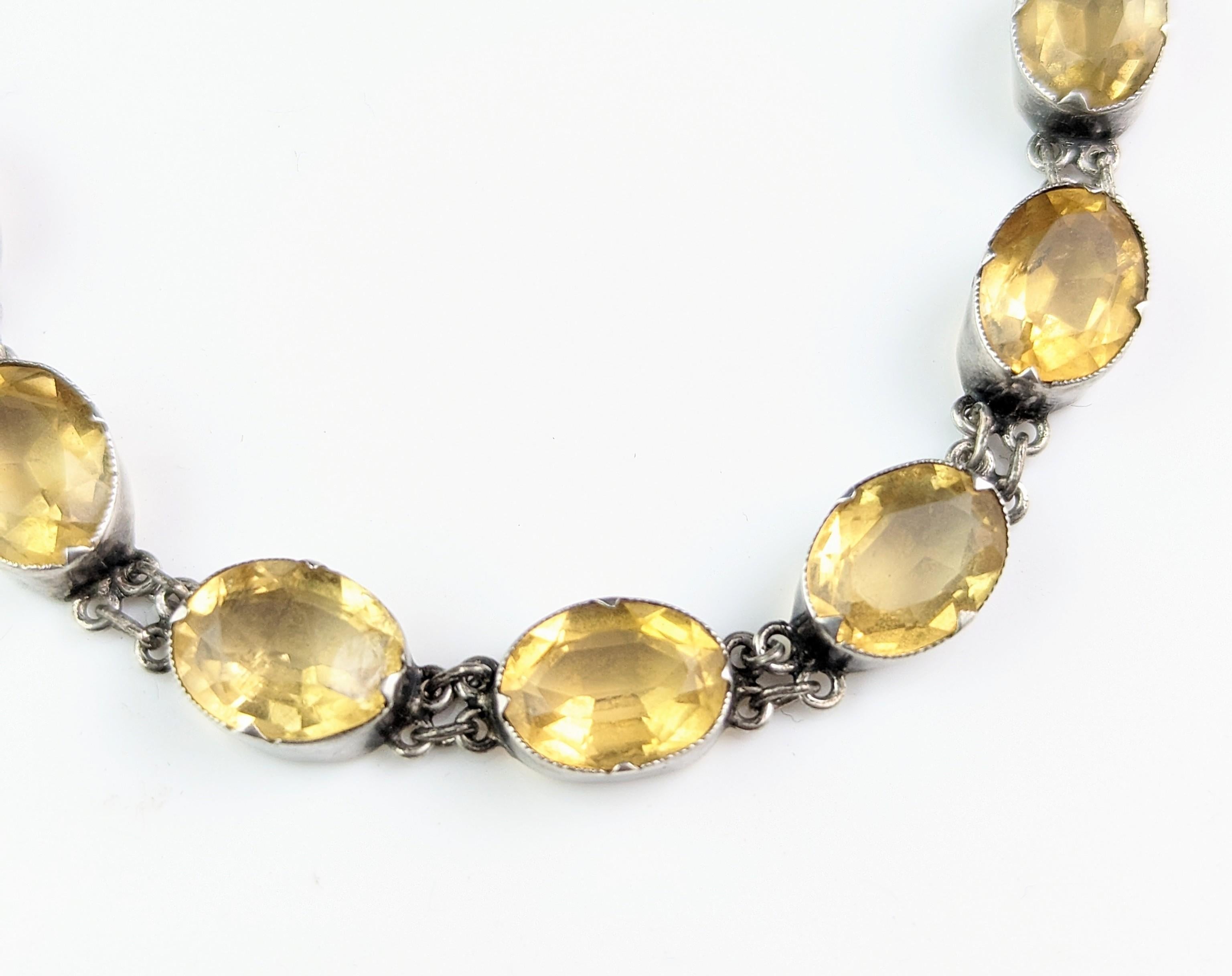 Antique Georgian Citrine Riviere Necklace, Sterling Silver 11