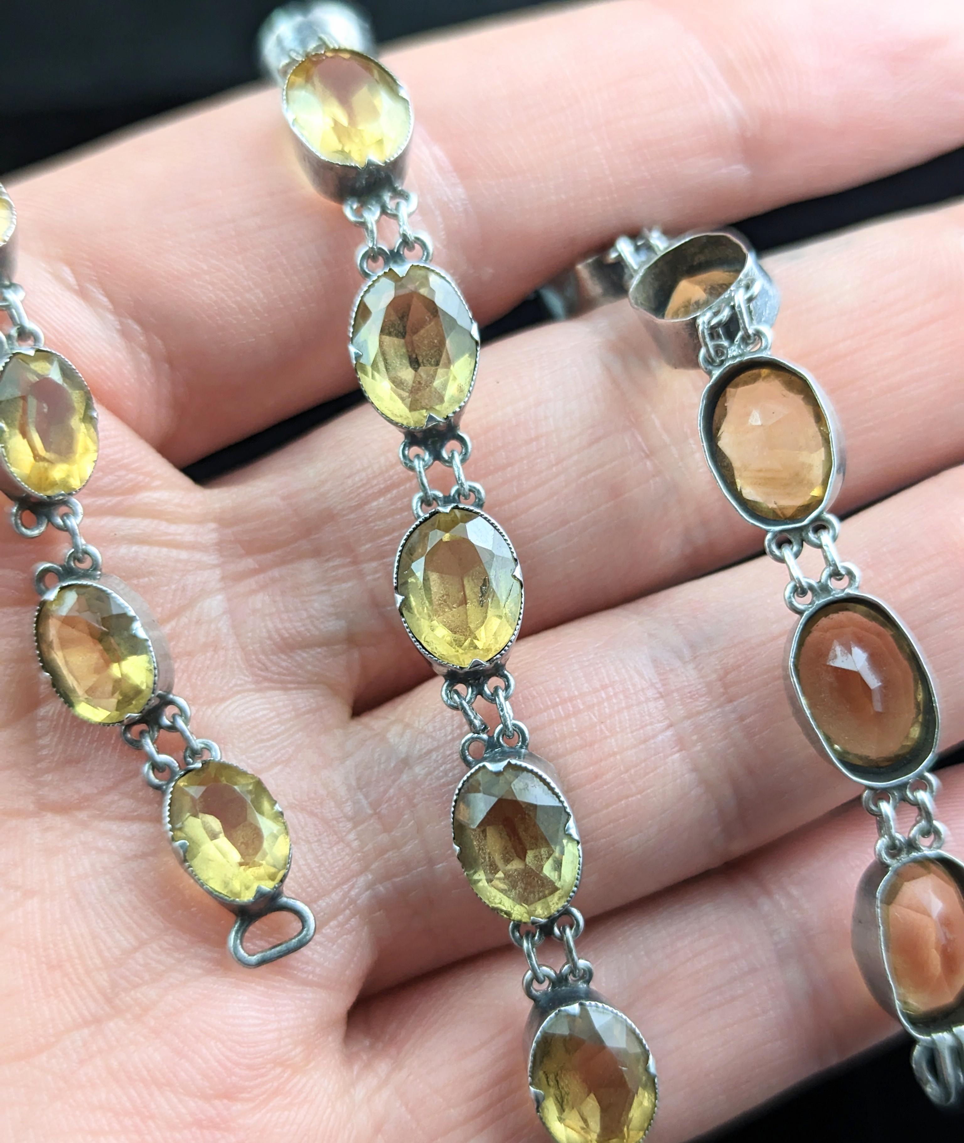 Antique Georgian Citrine Riviere Necklace, Sterling Silver 1