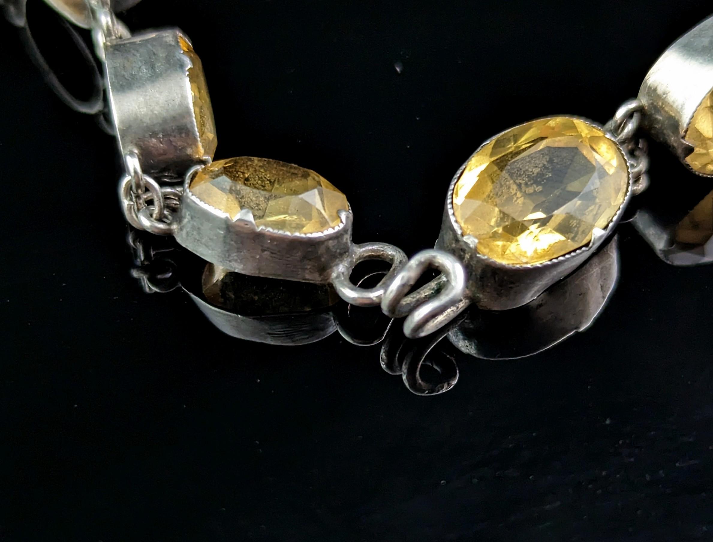 Antique Georgian Citrine Riviere Necklace, Sterling Silver 3