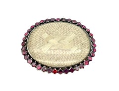 Antique Georgian Clasp Garnets Silver Hair Eternity Knot Sentimental Jewellery