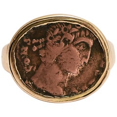 Bague ancienne de monnaie romaine « Constantine le Grand » géorgienne