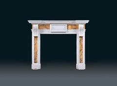 Antique Georgian Corbel Siena and Statuary Marble Fireplace Mantel