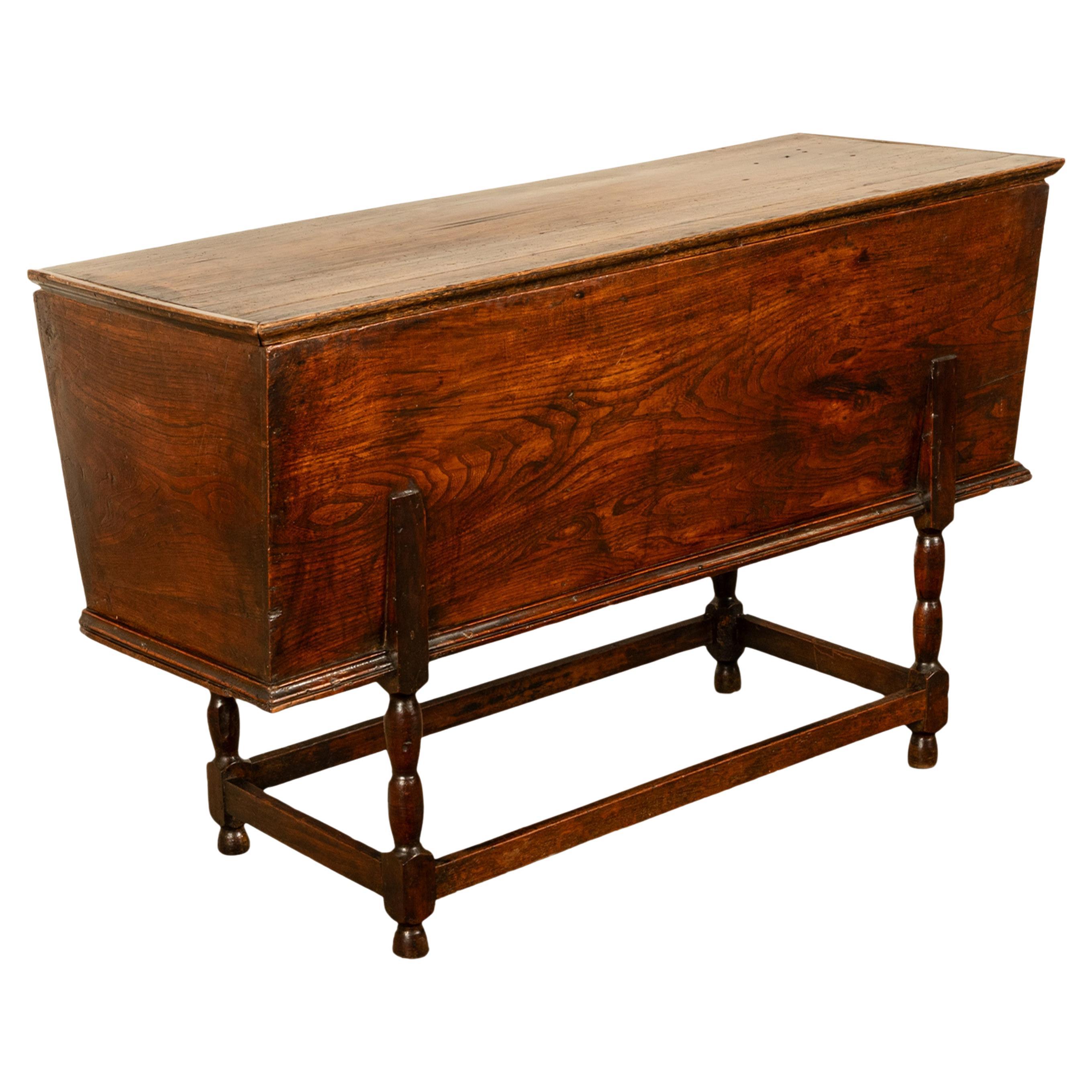 Antique Georgian Country 18th Century Elm Dough Bin Baker
s Table Chest 1780 For Sale