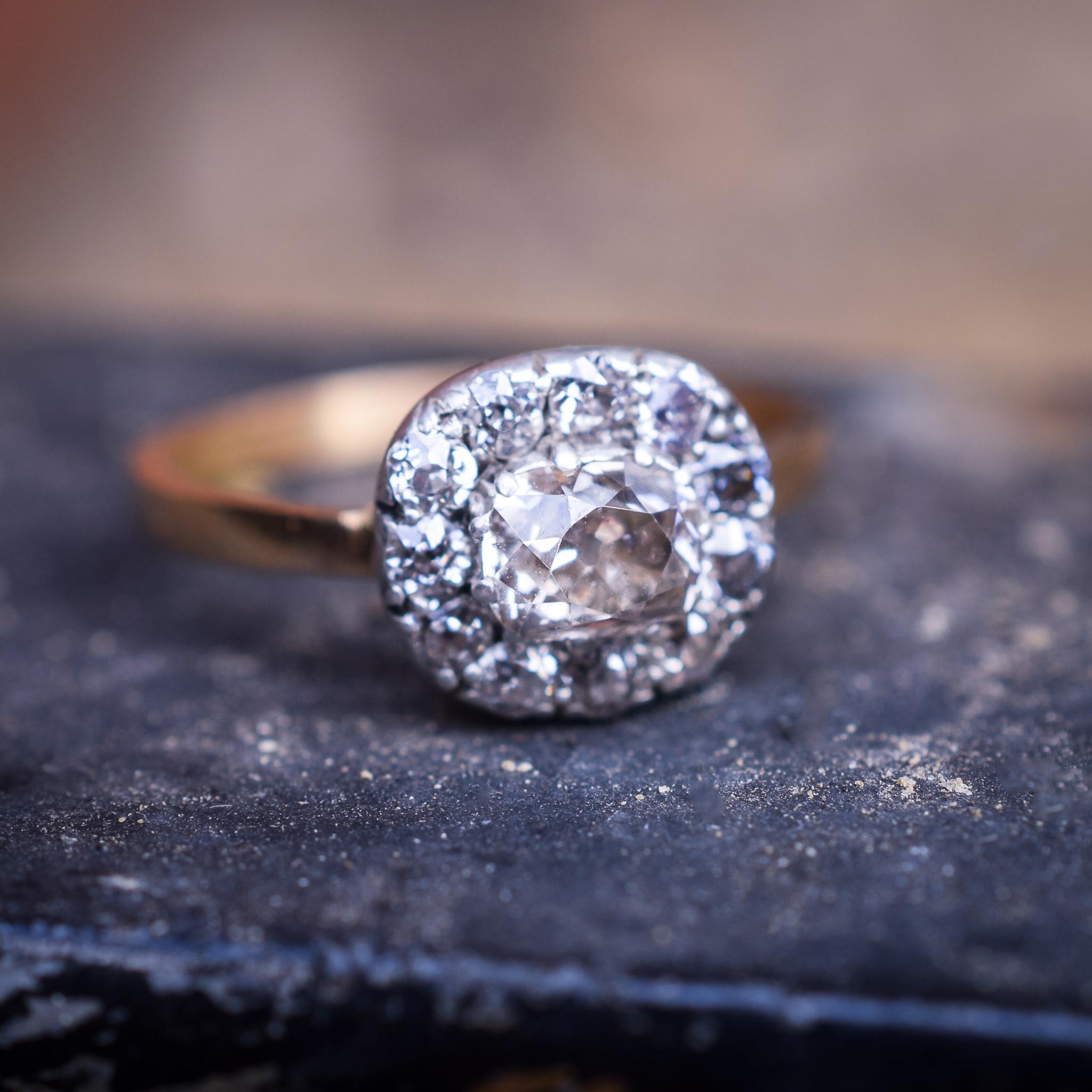 Antique Georgian Cushion Cut Diamond Cluster Ring 2