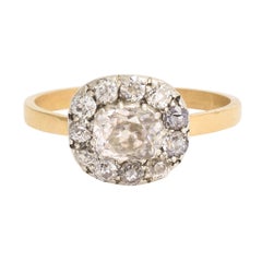 Antique Georgian Cushion Cut Diamond Cluster Ring