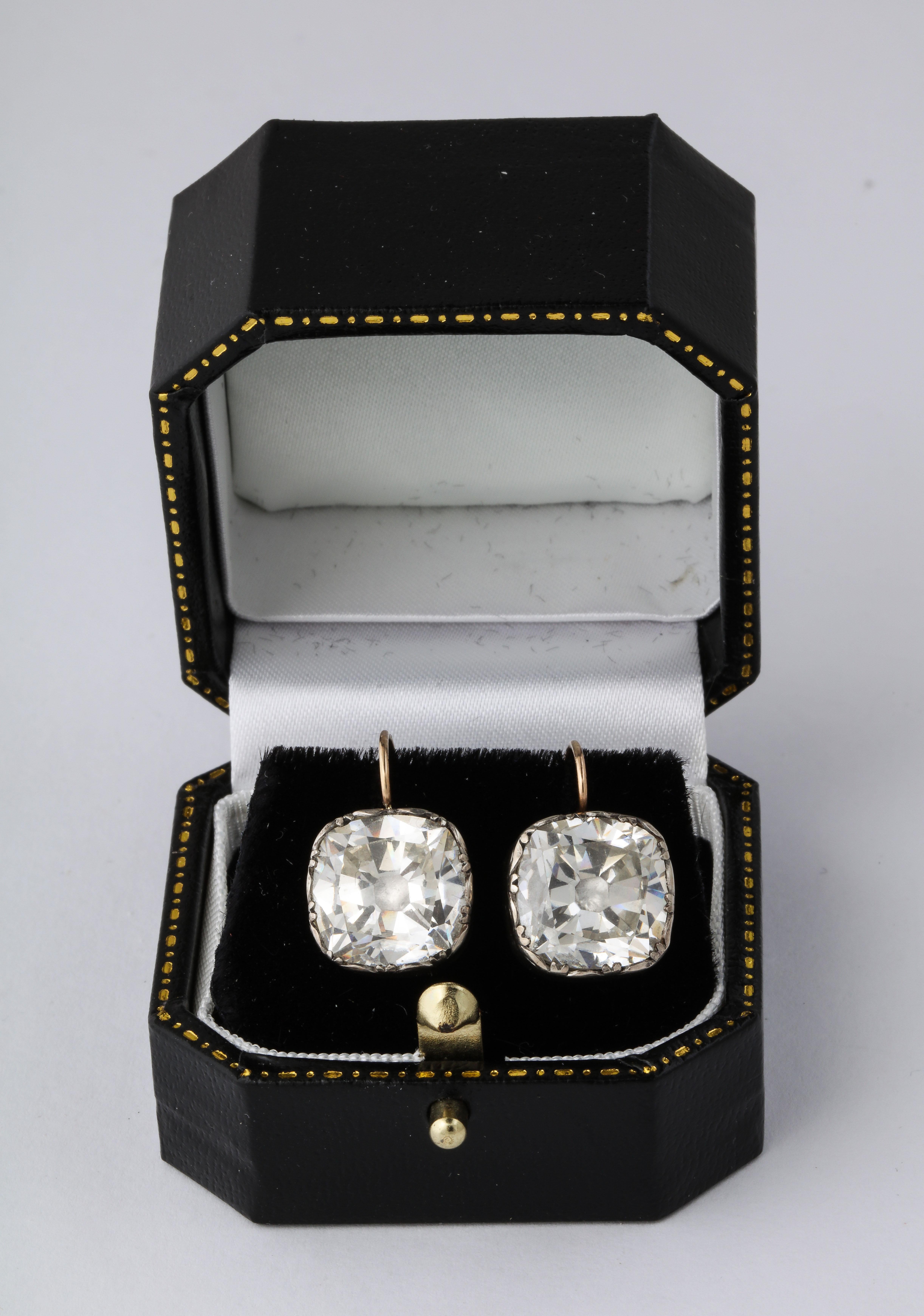 Women's or Men's Antique Georgian Cushion Cut Paste Earrings