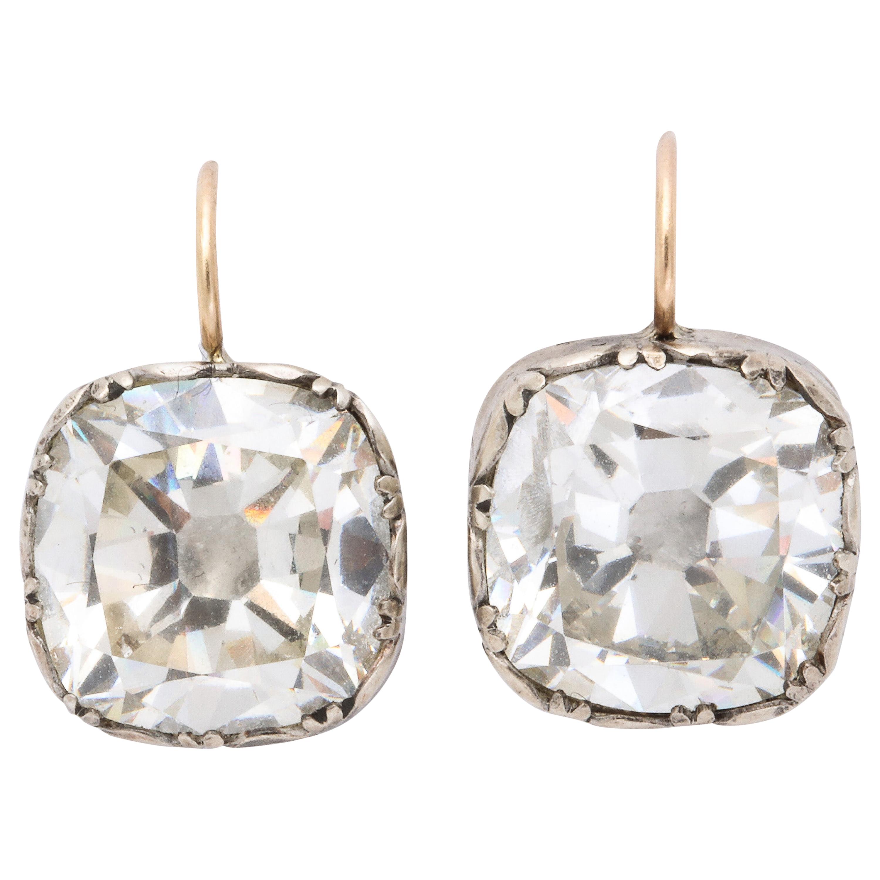 Antique Georgian Cushion Cut Paste Earrings