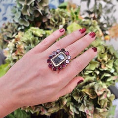 Antique Georgian Cut Garnet Seed Pearl Ring