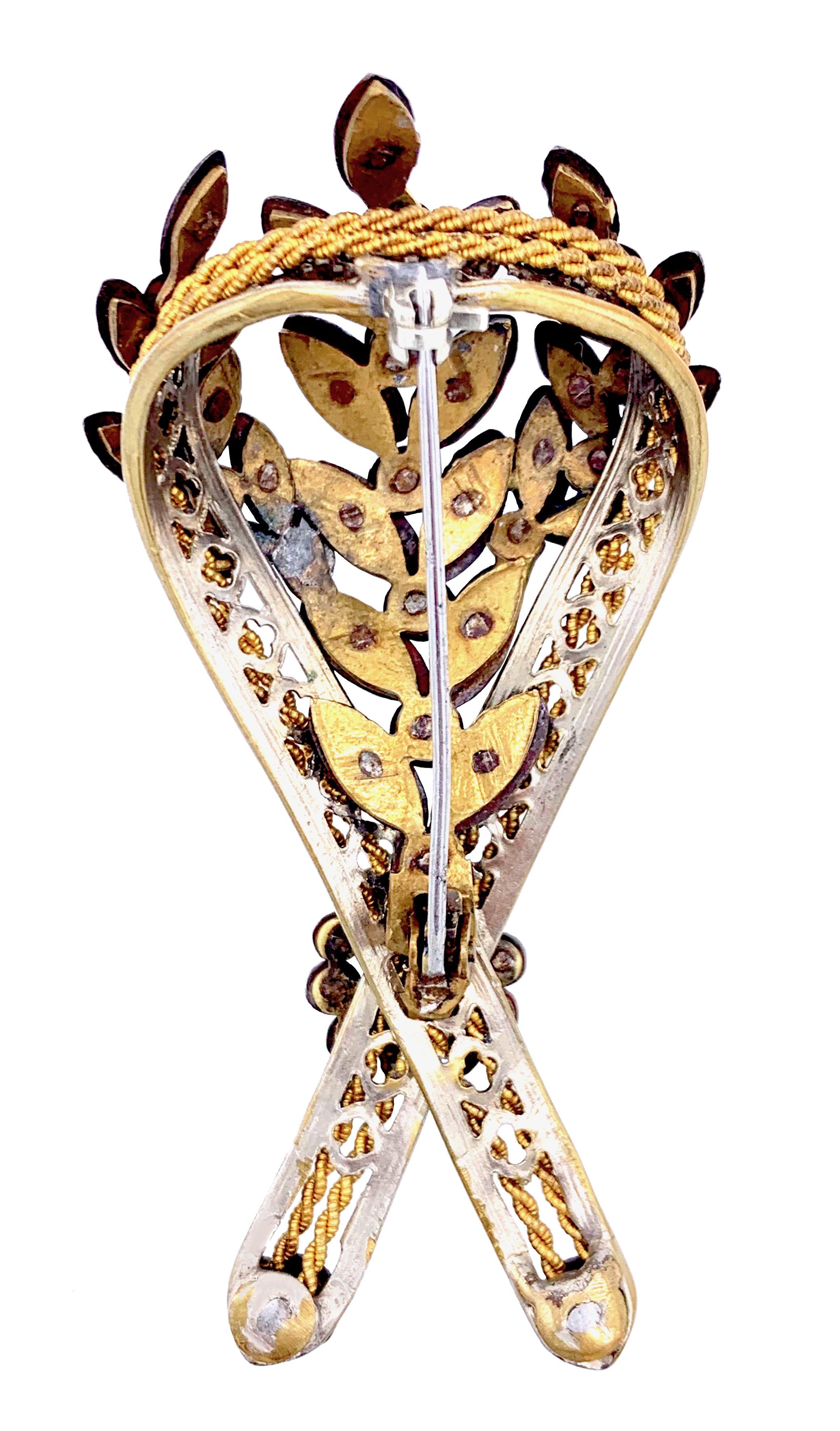 Antique Georgian Cut Steal Brass Brooch In Good Condition For Sale In Munich, Bavaria