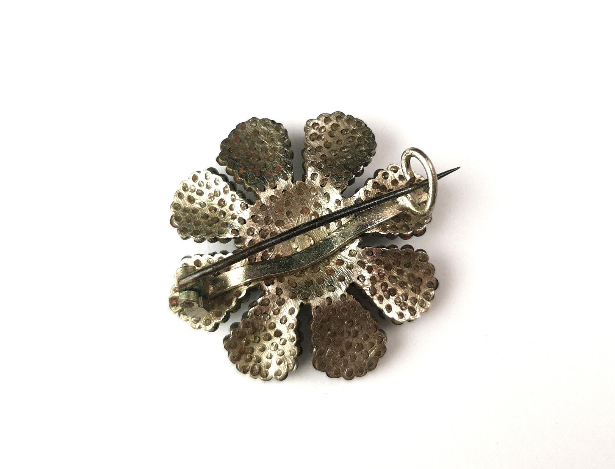 Antique Georgian cut steel flower brooch For Sale 4