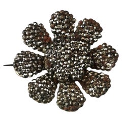 Antique Georgian cut steel flower brooch