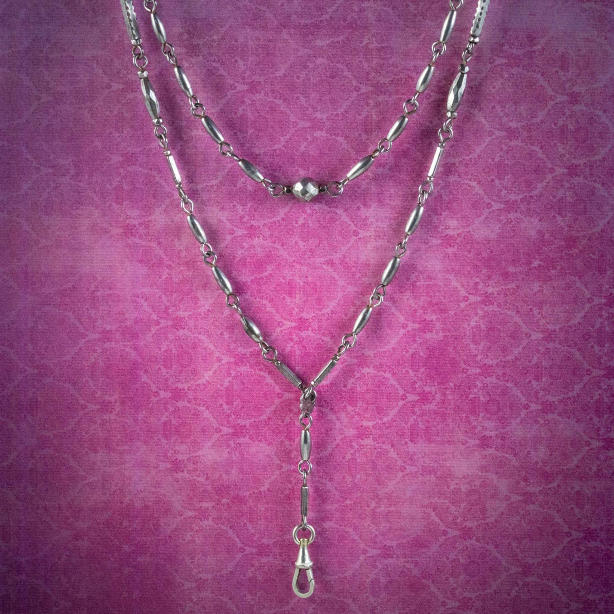 Antique Georgian Cut Steel Guard Chain, circa 1810 In Good Condition For Sale In Kendal, GB
