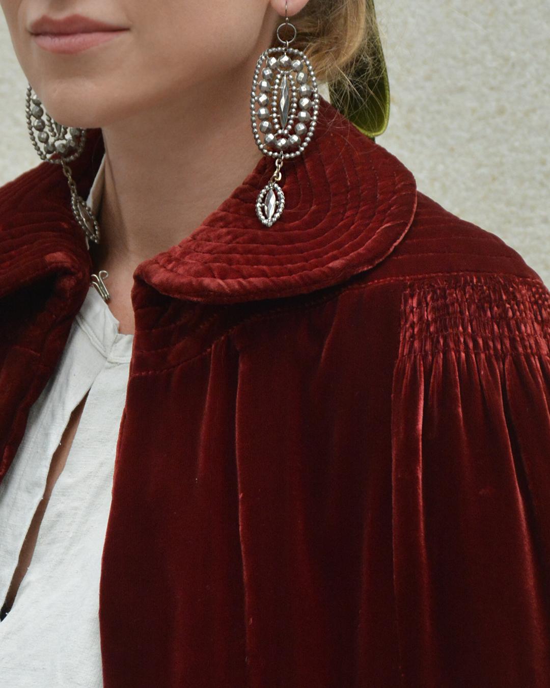 These rare antique Georgian cut steel earrings (circa early 19th century) are a true wearable work of art.

The innovation of cut steel jewelry dates to the 1700s. It involved melting horseshoe nails down to create small faceted “beads,” mimicking