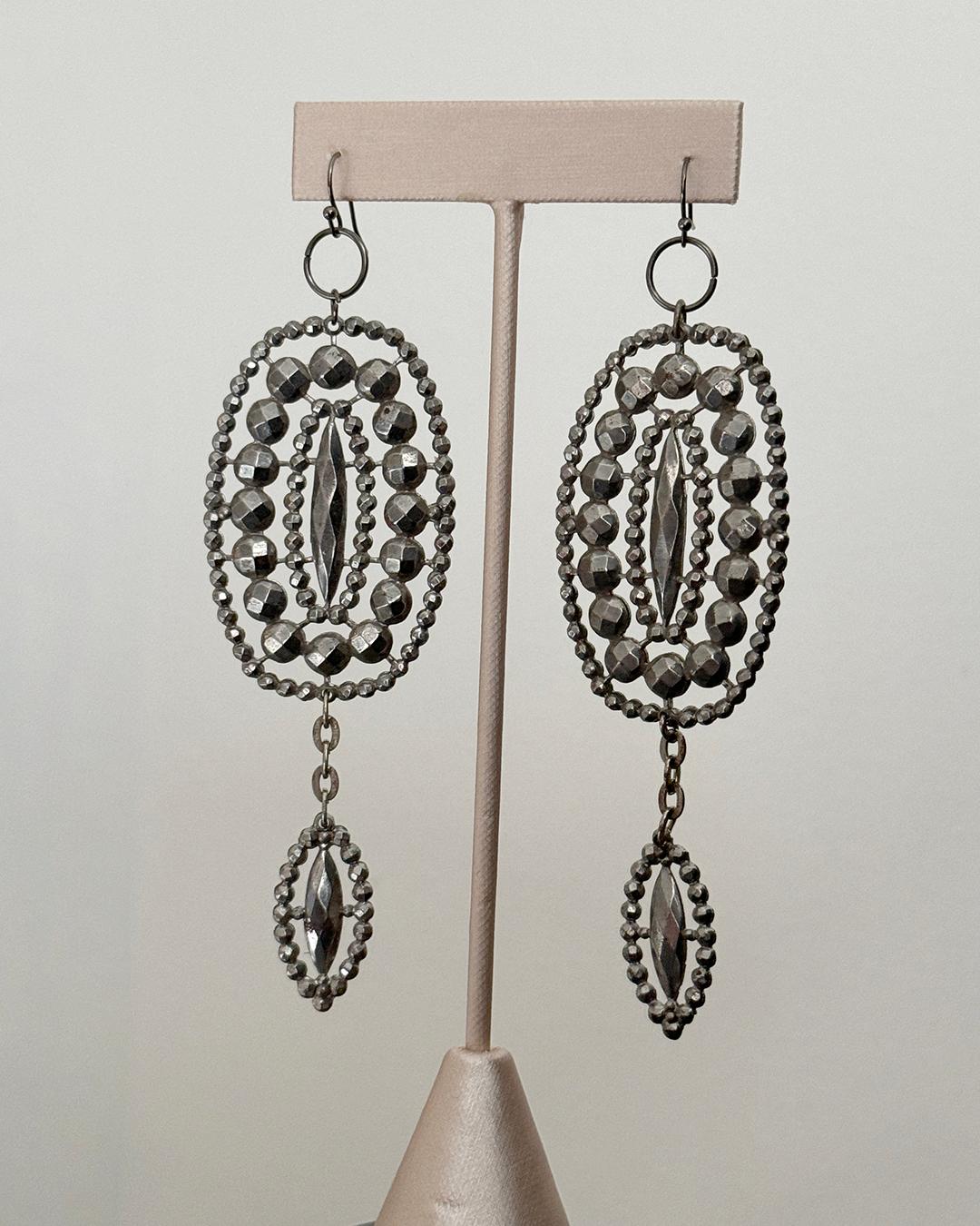 Antique Georgian Cut Steel Large Earrings 1