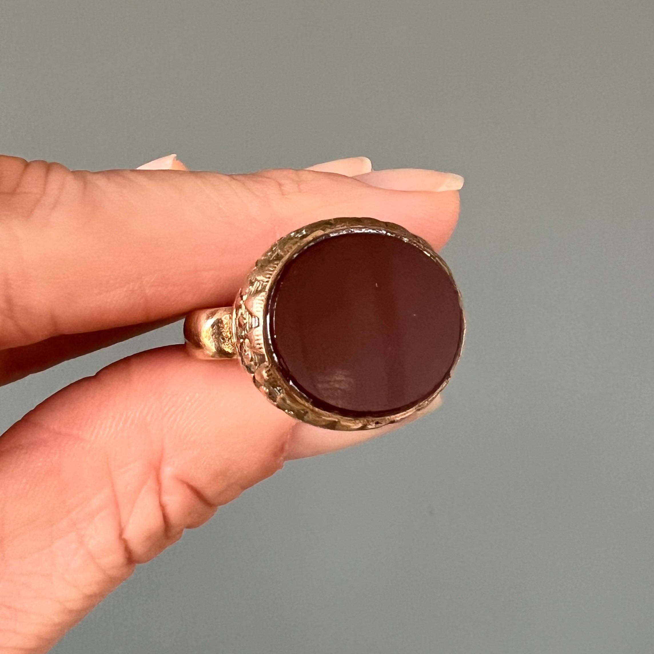 Oval Cut Antique Georgian Dark Carnelian Gold Fob Pendant For Sale