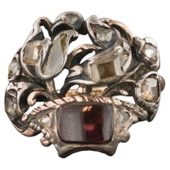 Antique Georgian Diamond and Garnet Giardinetti Ring