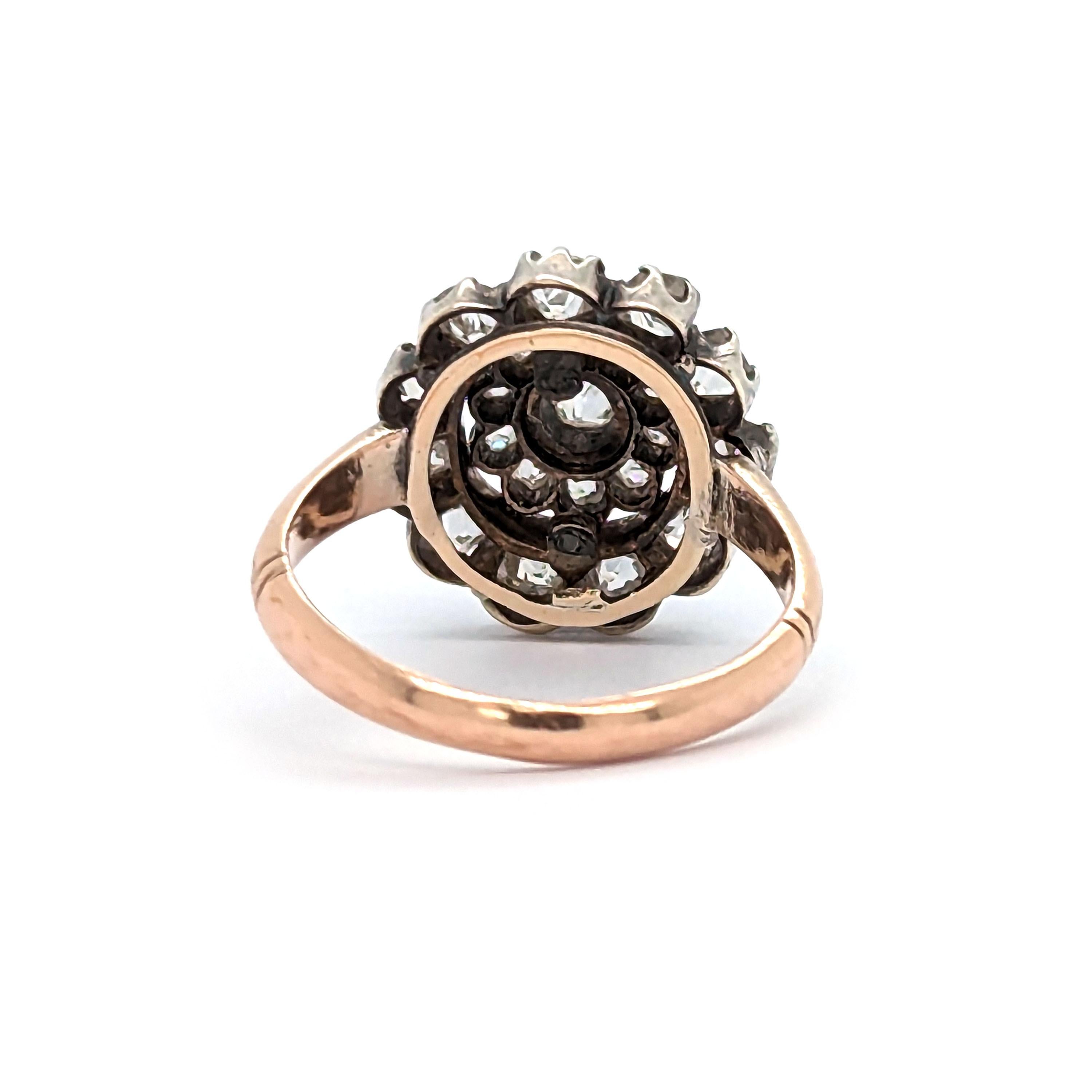 Antico anello georgiano con diamanti e argento su oro, circa 1830 in vendita 1