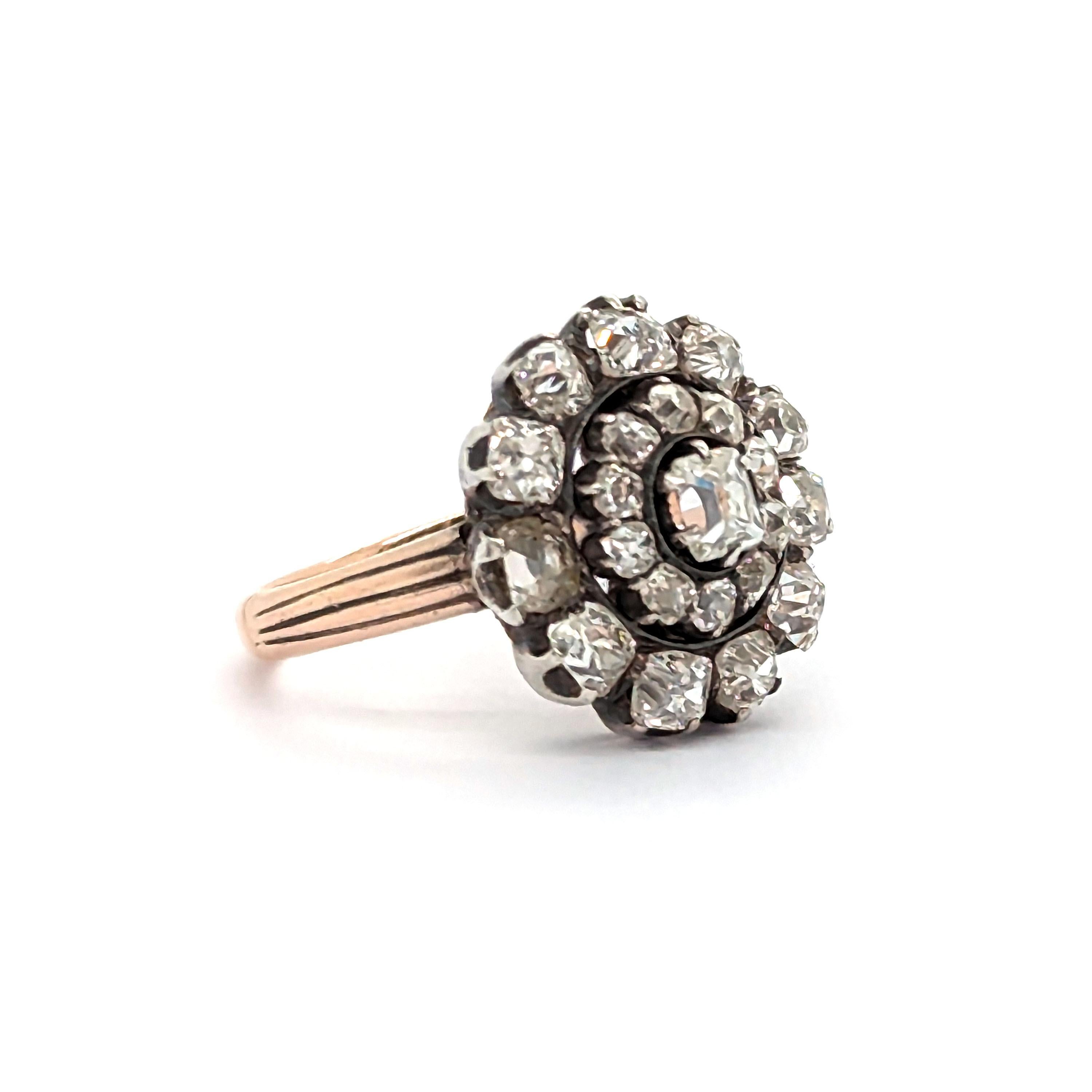 Antico anello georgiano con diamanti e argento su oro, circa 1830 in vendita 3