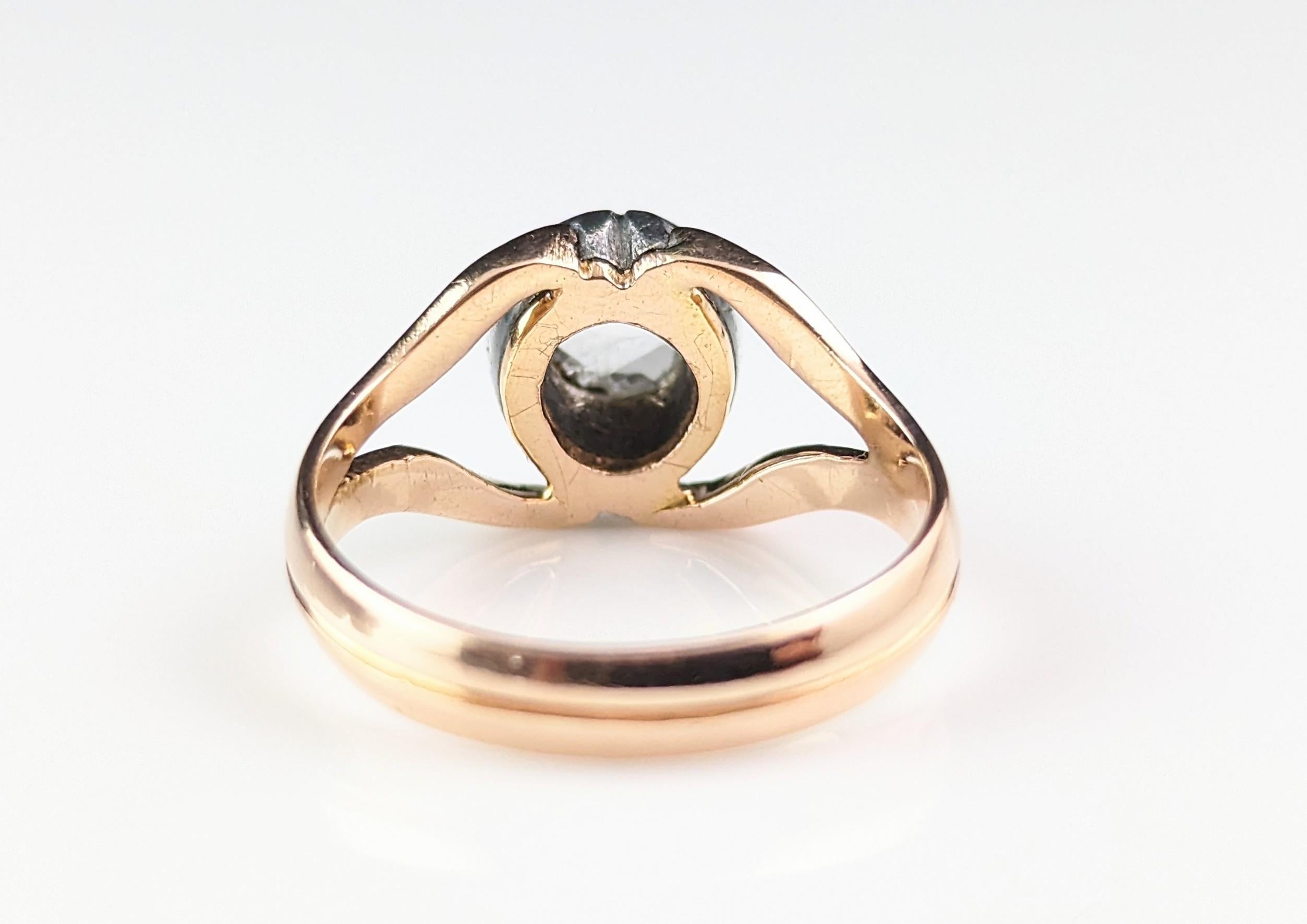 Antique Georgian Diamond conversion ring, Rose cut, 9k gold and silver  For Sale 11
