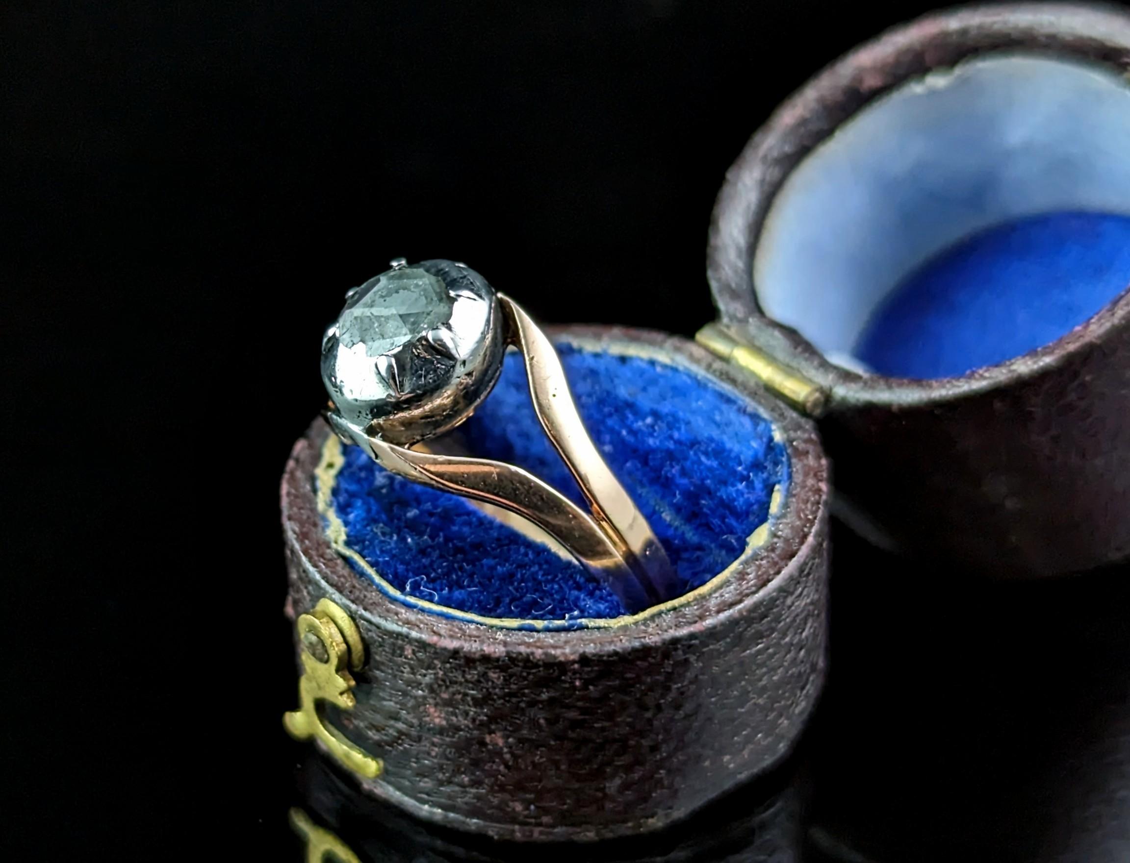 Antiker georgianischer Diamant-Konversionsring, Rosenschliff, 9k Gold und Silber  für Damen oder Herren im Angebot