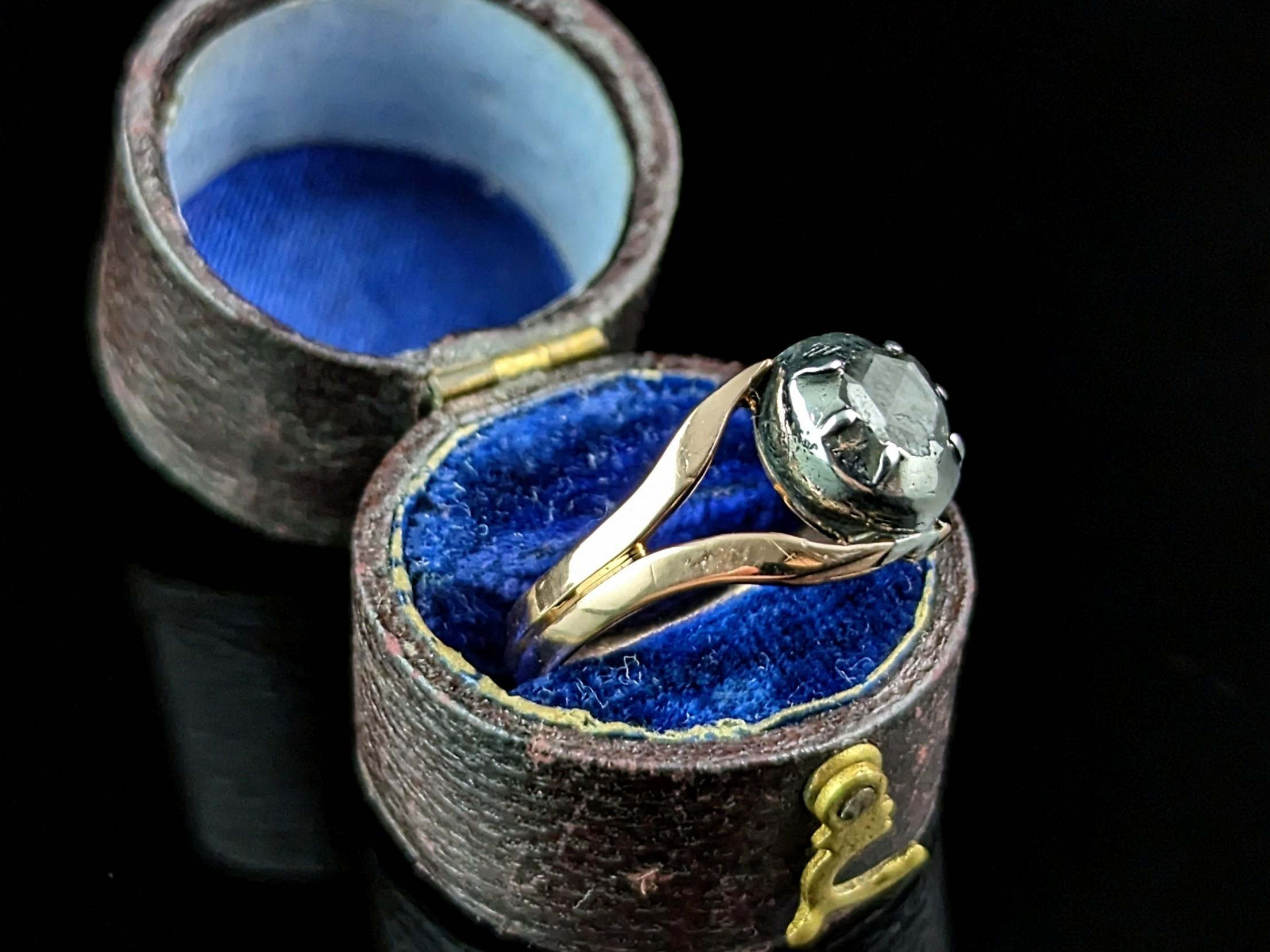 Antiker georgianischer Diamant-Konversionsring, Rosenschliff, 9k Gold und Silber  im Angebot 2