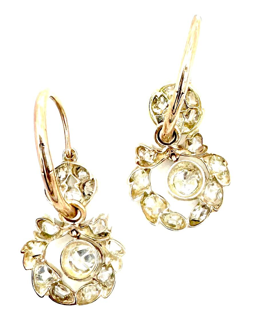 Giorgio III Antichi orecchini a pendente in argento con diamante georgiano e scatola originale rossa in vendita