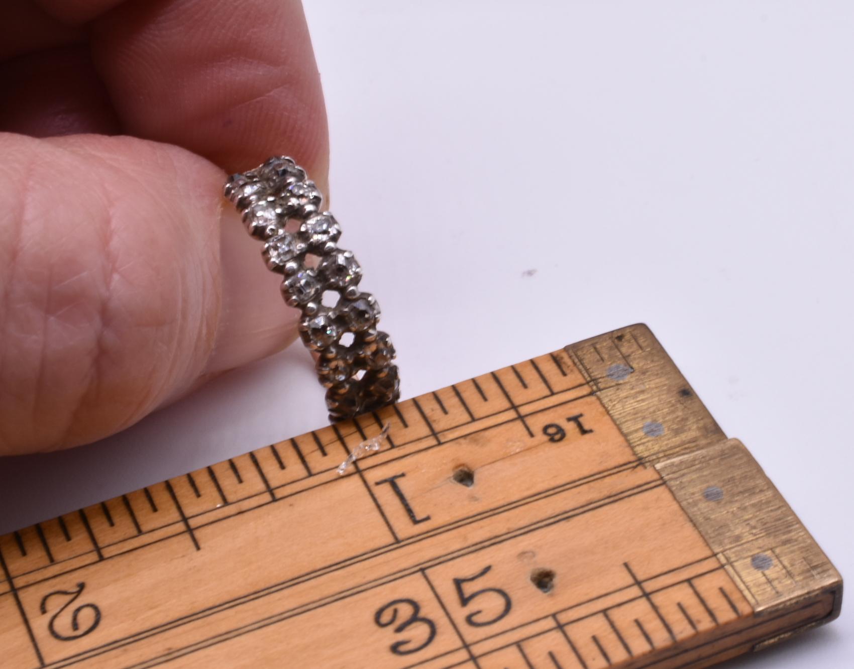 Women's Georgian Double-Row Diamond Half Hoop Ring