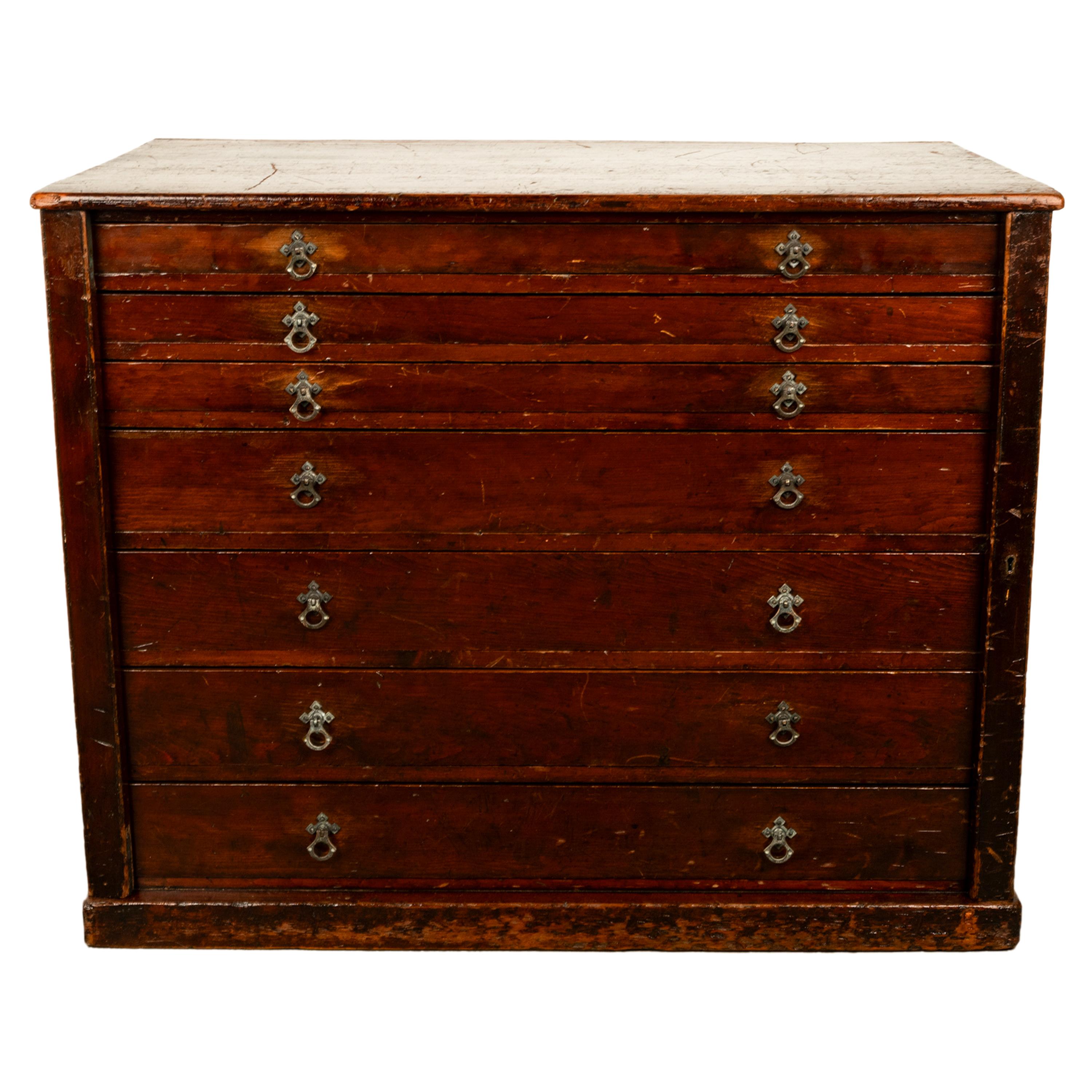 Georgien Ancienne commode géorgienne à 7 tiroirs, modèle de plan d'architecte, 1820 en vente