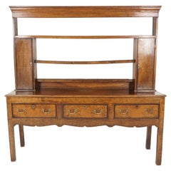 Antique Georgian Dresser, Oak Welsh Dresser, Antique Dresser, Wales 1780, H200