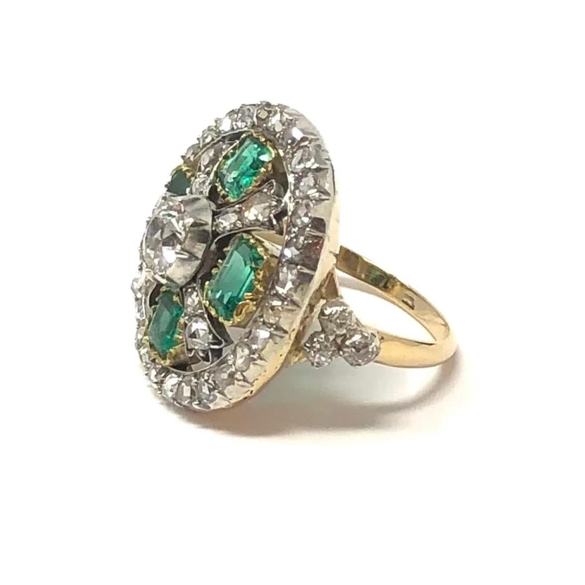 Antiker georgianischer Smaragd- und Diamantring (Georgian) im Angebot