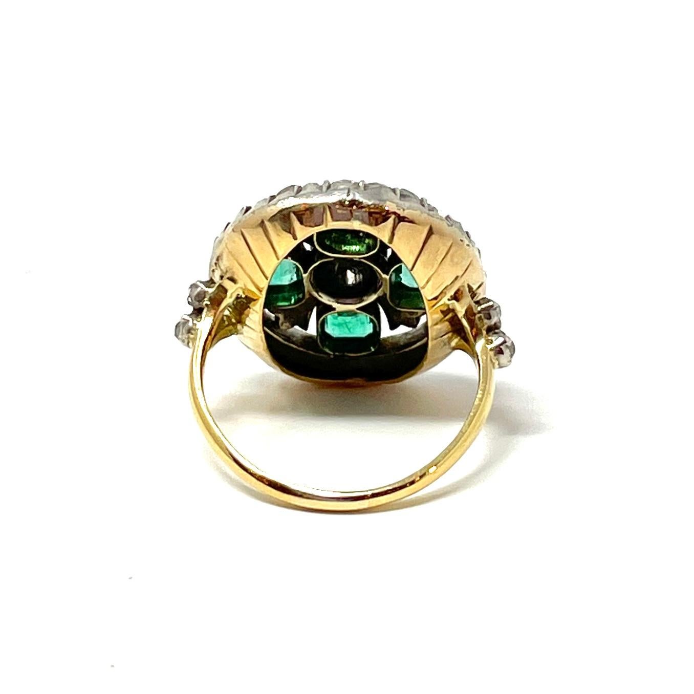 Antiker georgianischer Smaragd- und Diamantring im Angebot 1