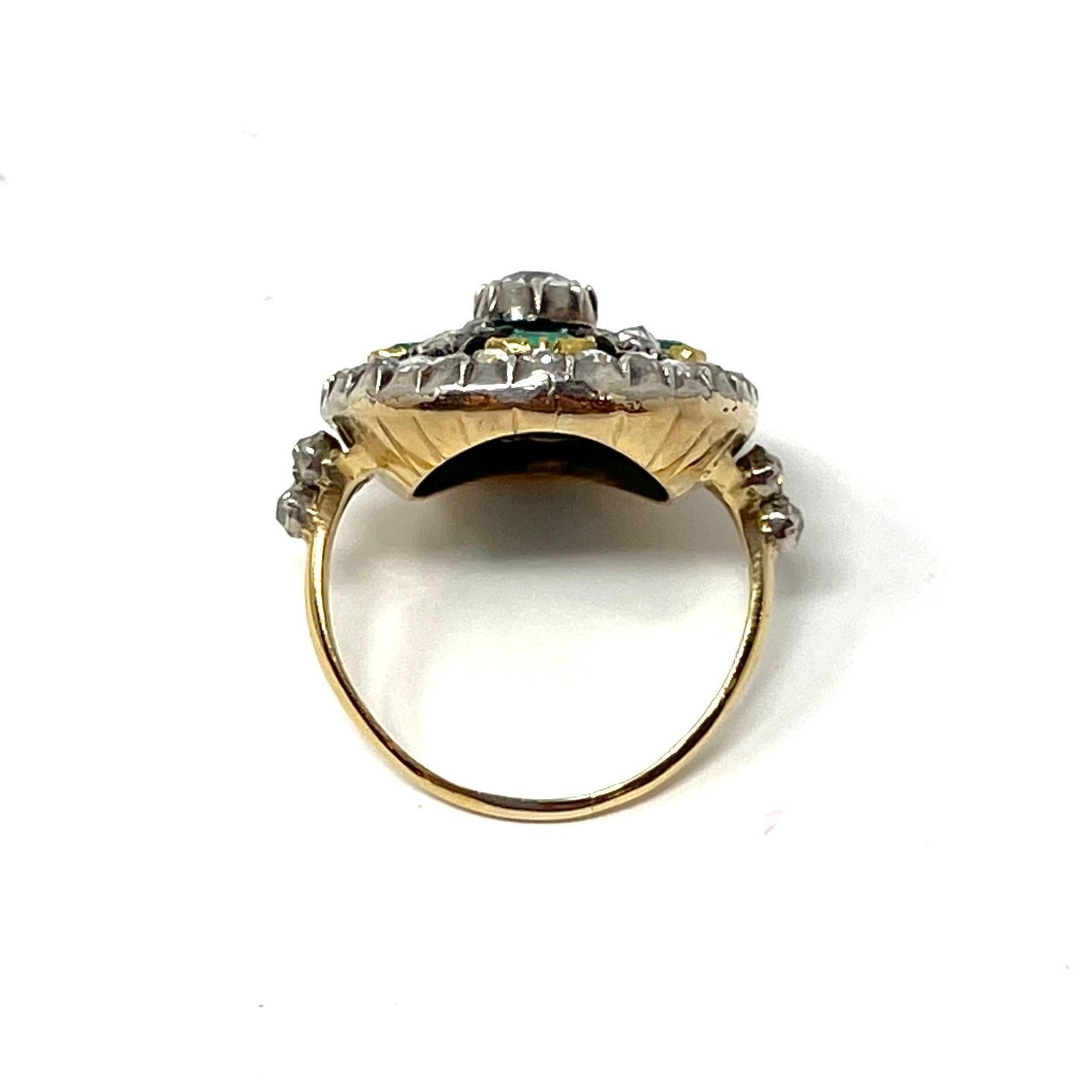 Antiker georgianischer Smaragd- und Diamantring im Angebot 2