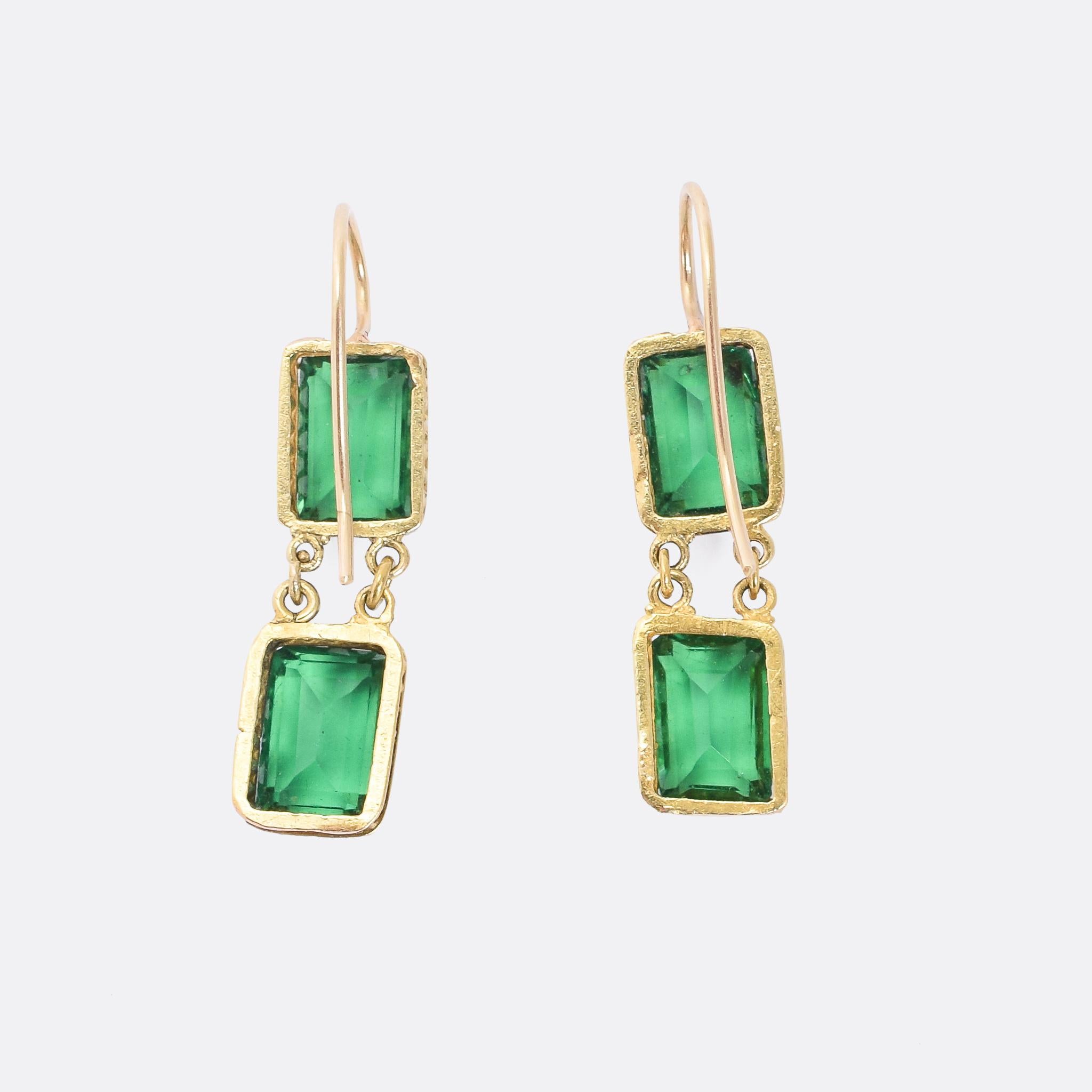 Women's Antique Georgian Emerald Paste Earrings