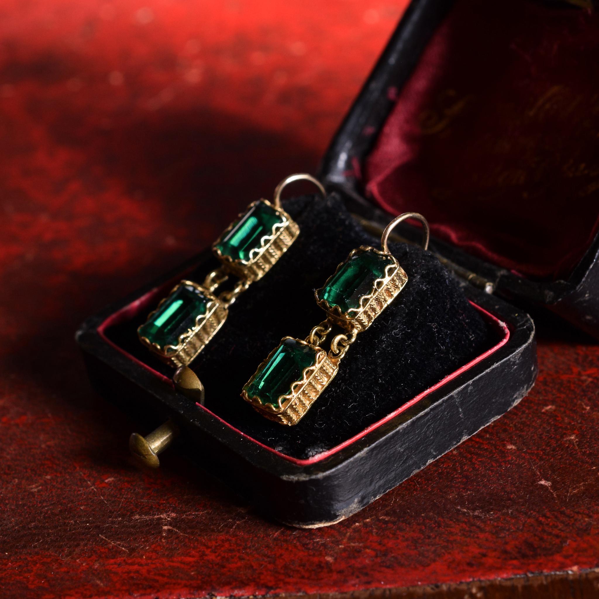 Antique Georgian Emerald Paste Earrings 2