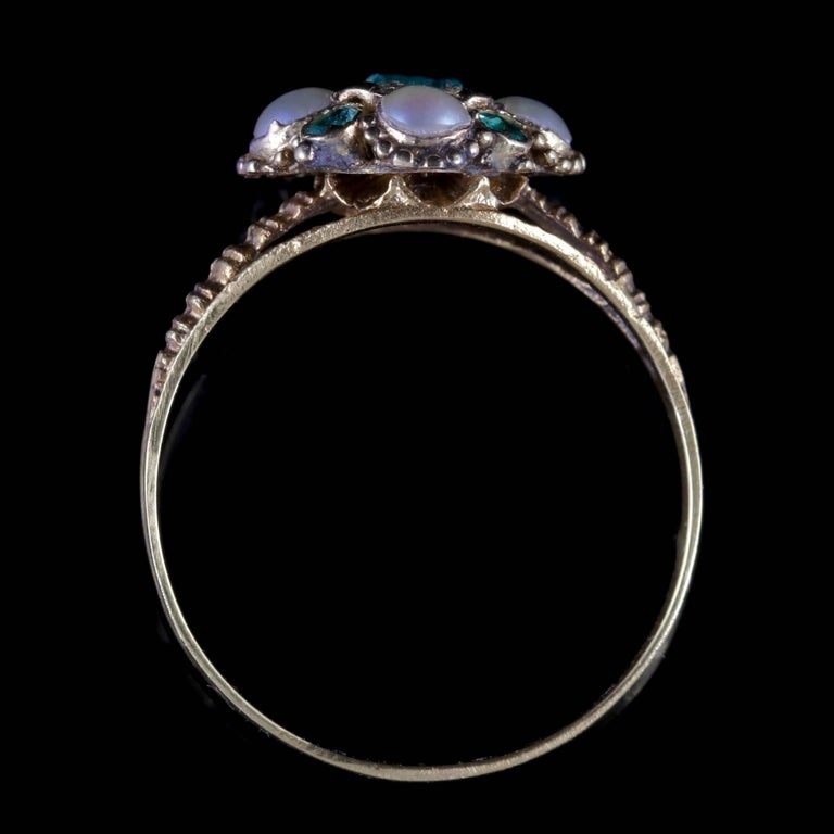Antique Georgian Emerald Ring 18 Carat Gold Pearl, circa 1800 at 1stDibs