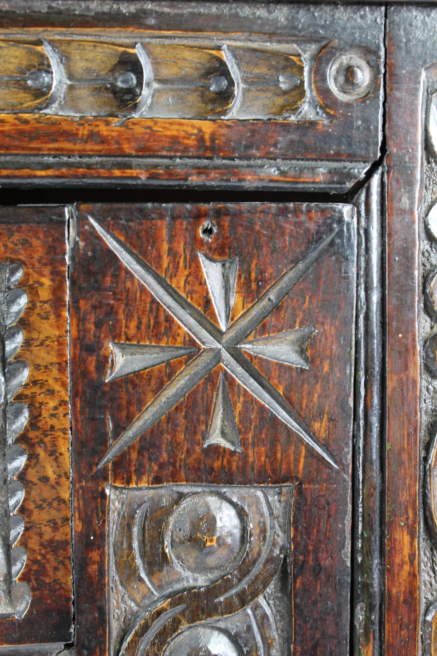 Antique Georgian English Carved Oak Corner Cupboard Cabinet with Glazed Door 7