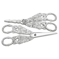 Vintage Georgian English Composite Sterling Silver Grape Scissors
