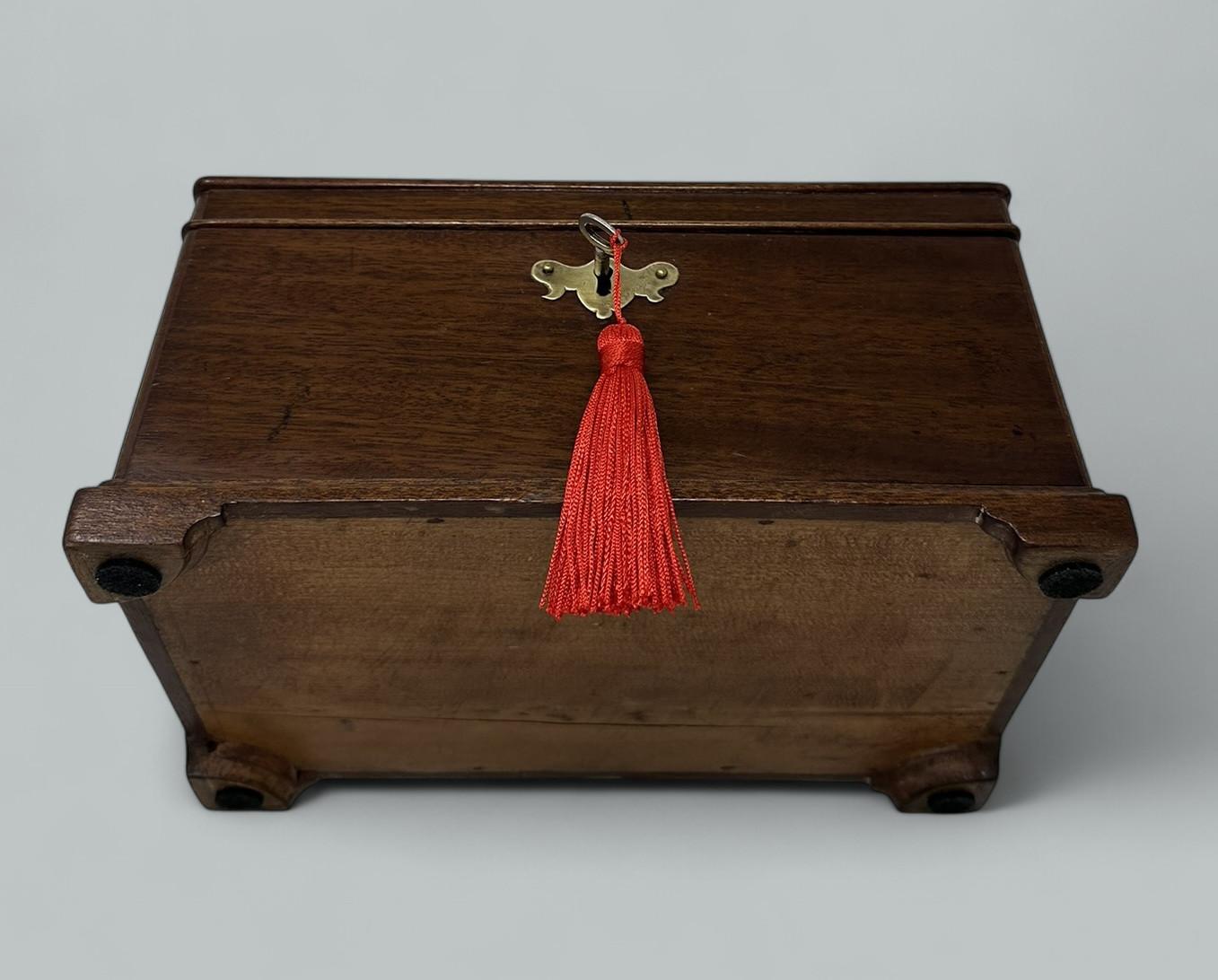 Antique Georgian English Lady's Gentleman's Mahogany Jewelry Casket Box Regency For Sale 4