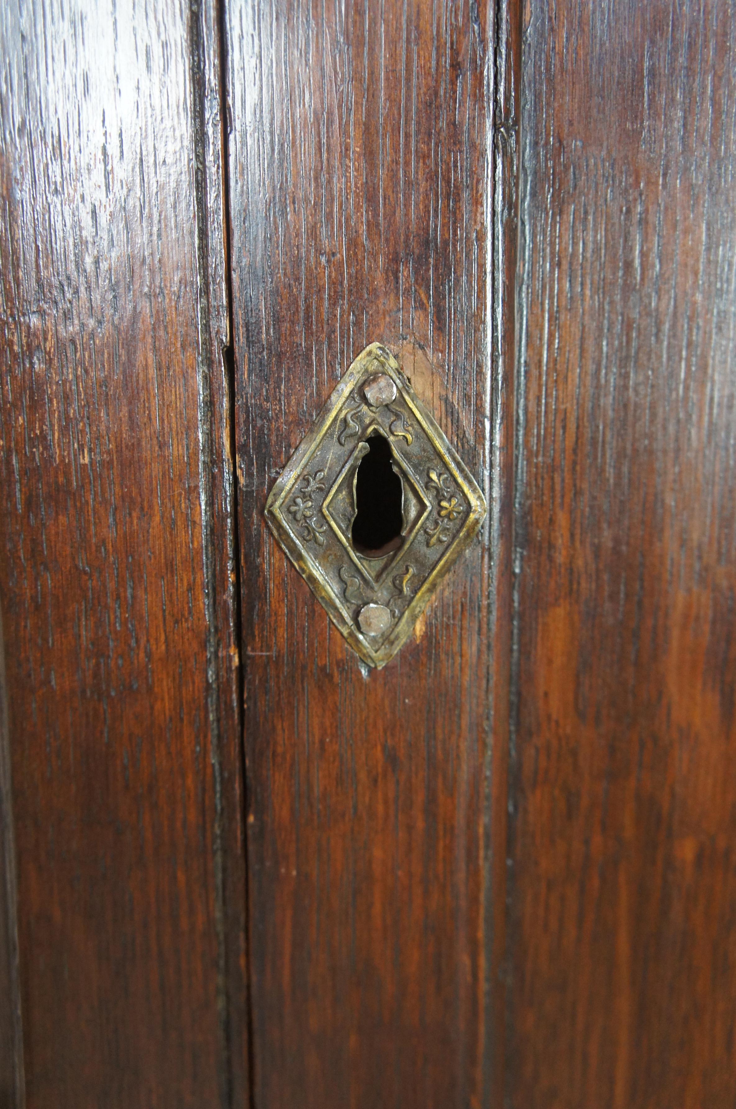 Antique Georgian English Oak Petite Corner Cabinet Curio Cupboard 1