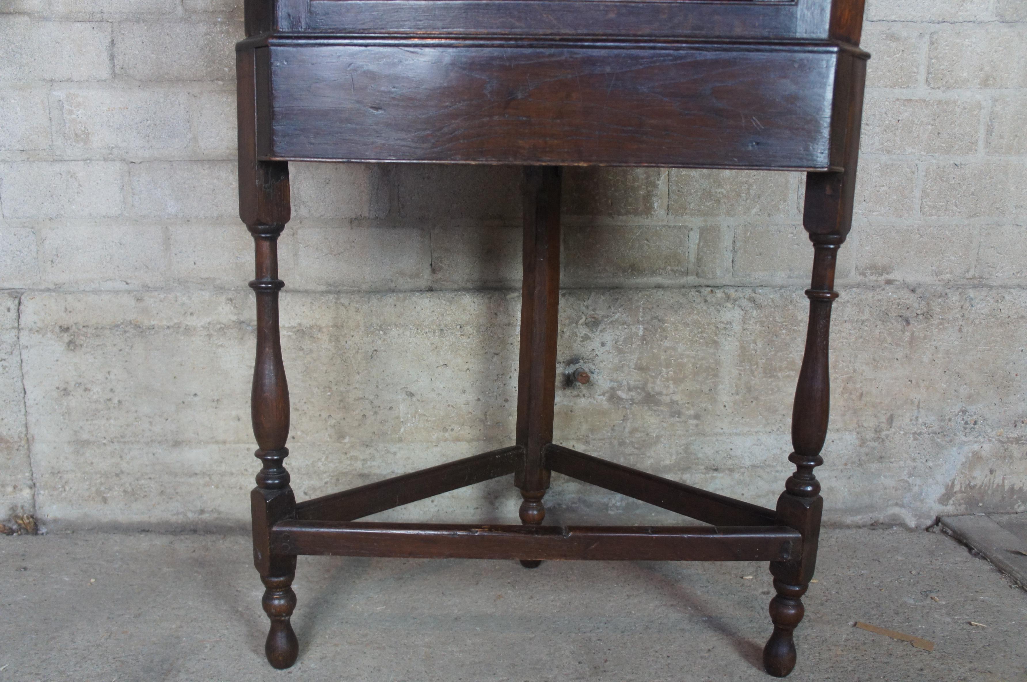 Antique Georgian English Oak Petite Corner Cabinet Curio Cupboard 2