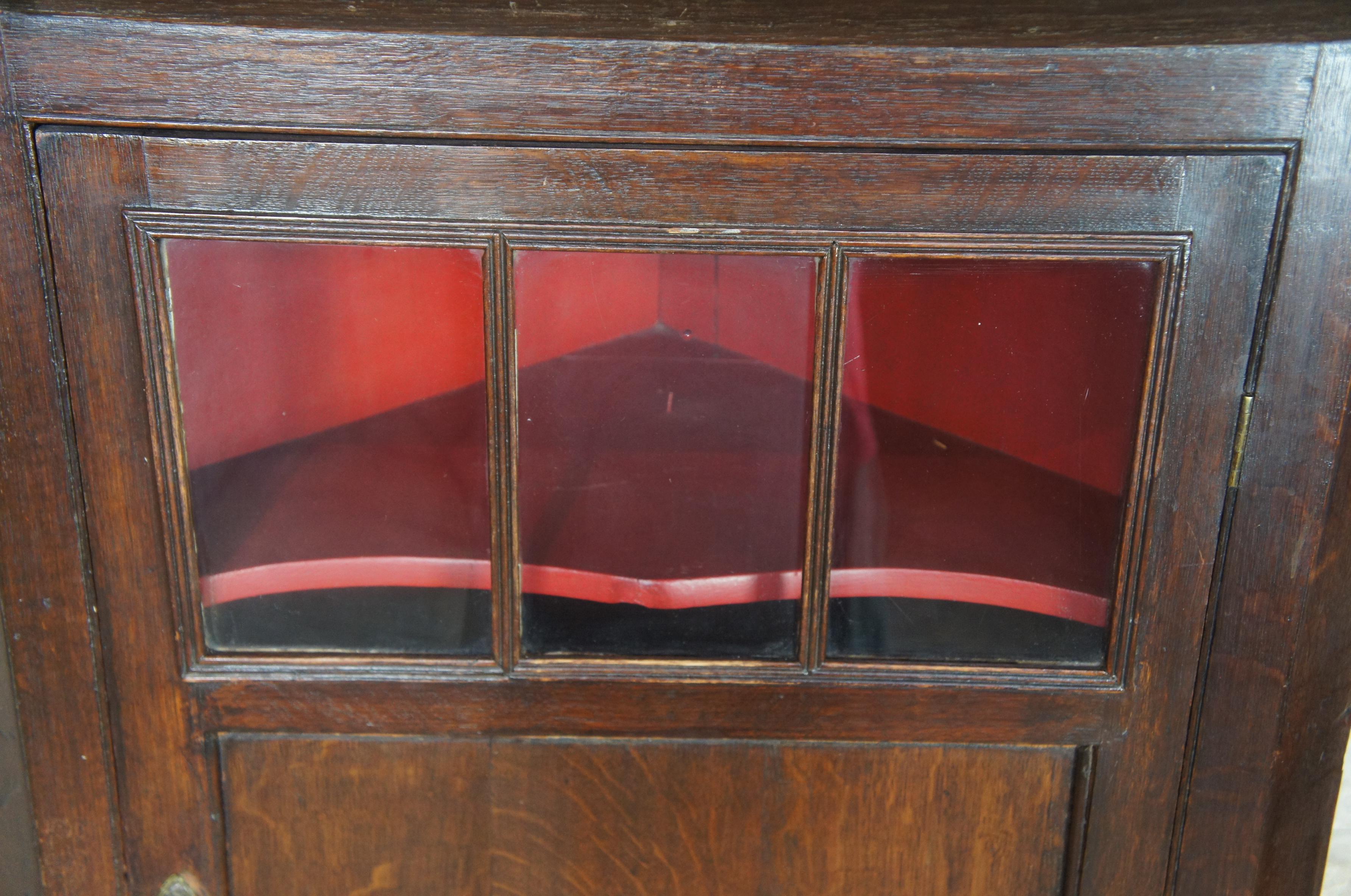 Antique Georgian English Oak Petite Corner Cabinet Curio Cupboard 4