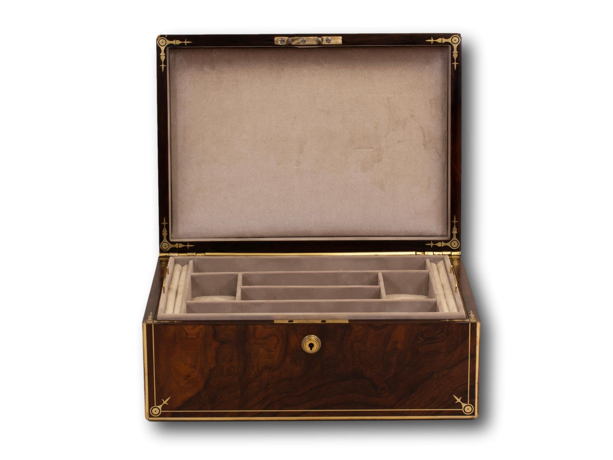 Antique Georgian English Rosewood Jewellery Box by Edwards For Sale 5