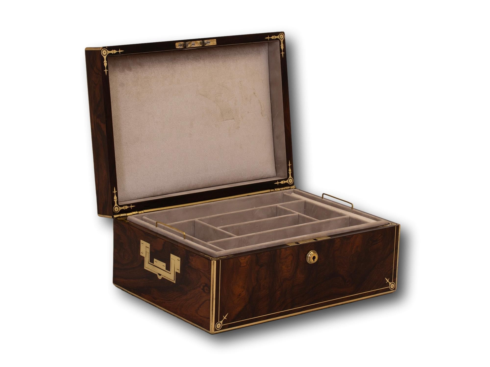 Antique Georgian English Rosewood Jewellery Box by Edwards For Sale 6