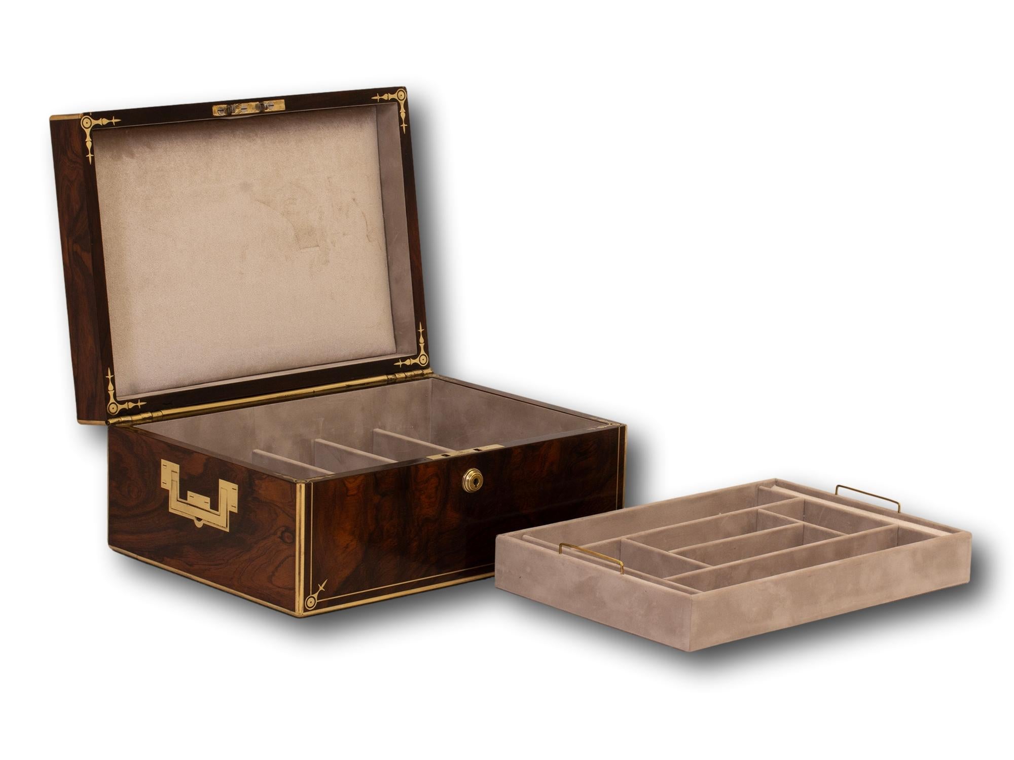 Antique Georgian English Rosewood Jewellery Box by Edwards For Sale 8