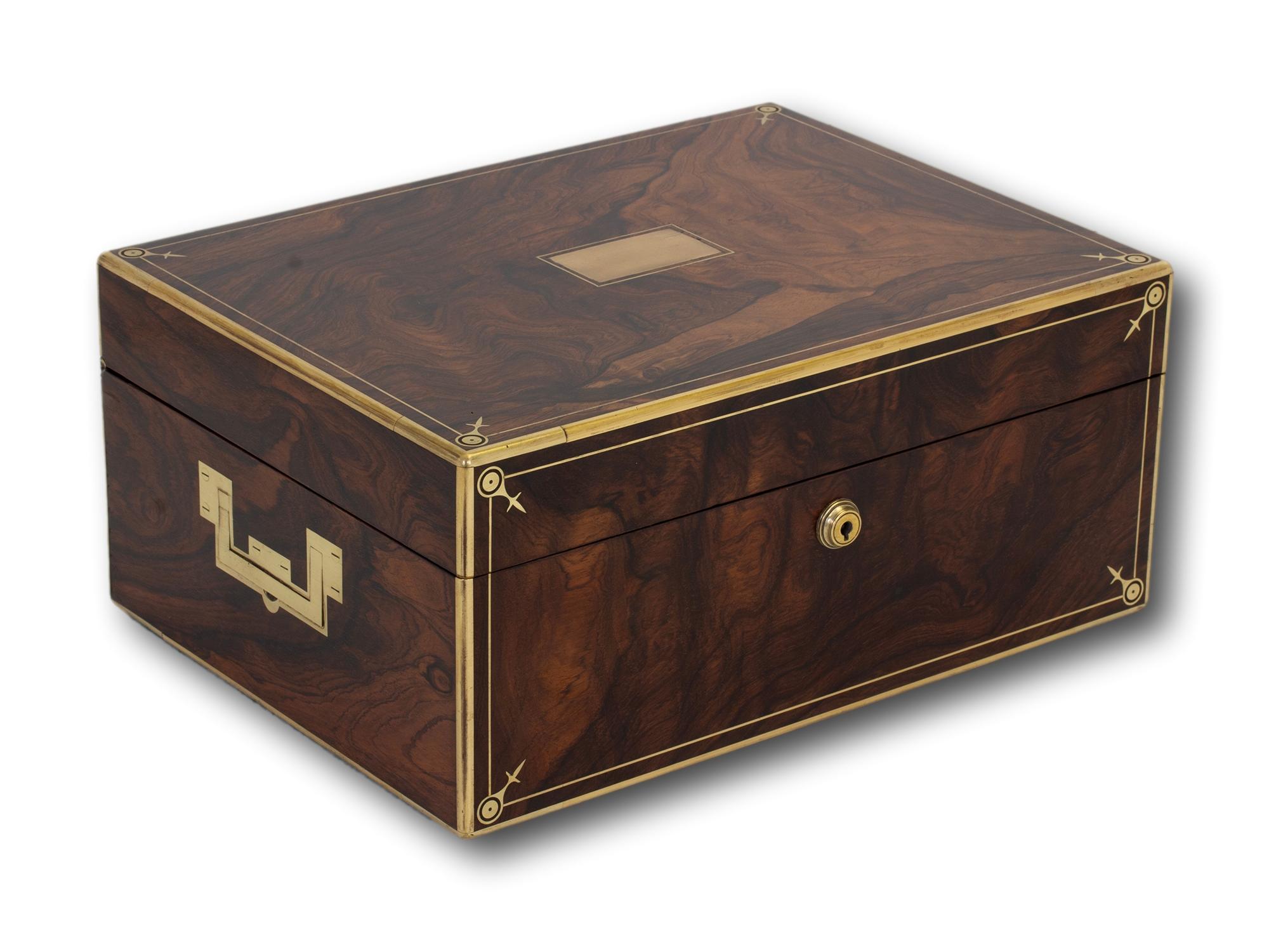 Antique Georgian English Rosewood Jewellery Box by Edwards In Good Condition For Sale In Northampton, GB