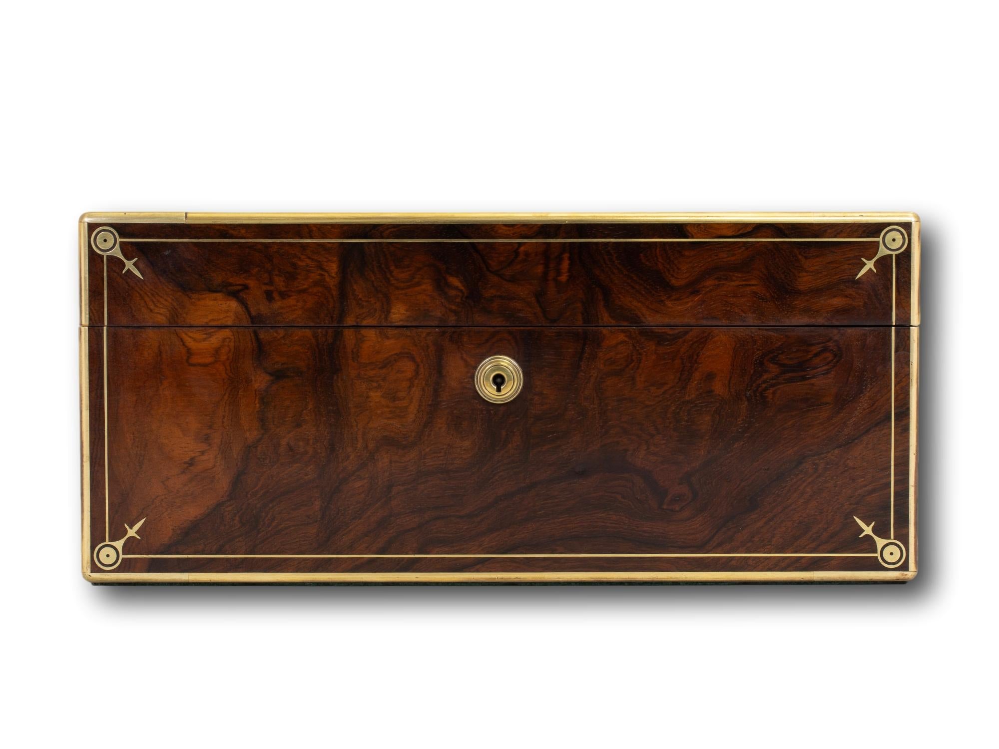 Brass Antique Georgian English Rosewood Jewellery Box by Edwards For Sale